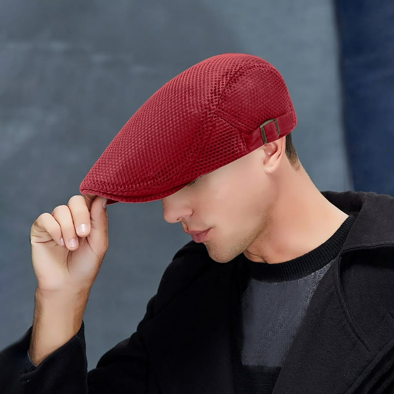 IDALL Newsboy Cap Beret Hats Men Breathable Mesh Summer Hat