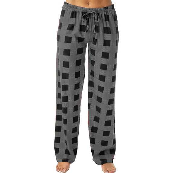 IDALL Pajama Pants Pants for Women Plaid Drawstring Casual Home Pants Womens Pajama Pants Womens Pants Gray M