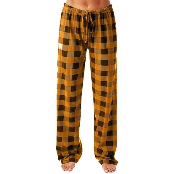 IDALL Pajama Pants Pants for Women Plaid Drawstring Casual Home Pants Womens Pajama Pants Womens Pants Orange 2XL