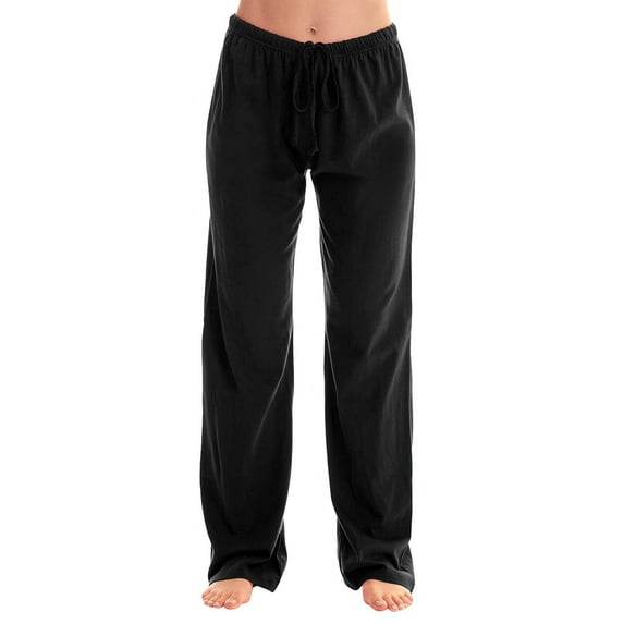 IDALL Pajama Pants Pants for Women Solid Color Drawstring Casual Home Pants Womens Pajama Pants Womens Pants Black L