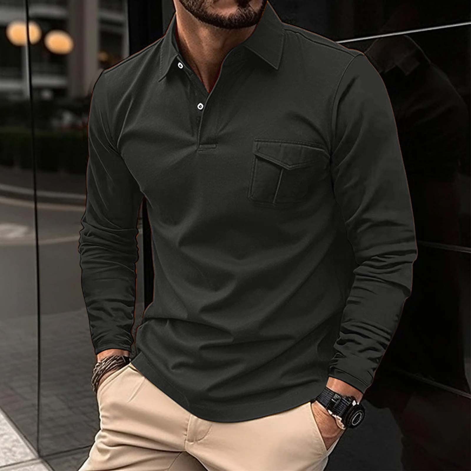 IDALL Polo Shirts for Men Long Sleeve Shirts for Men Golf Shirts for ...