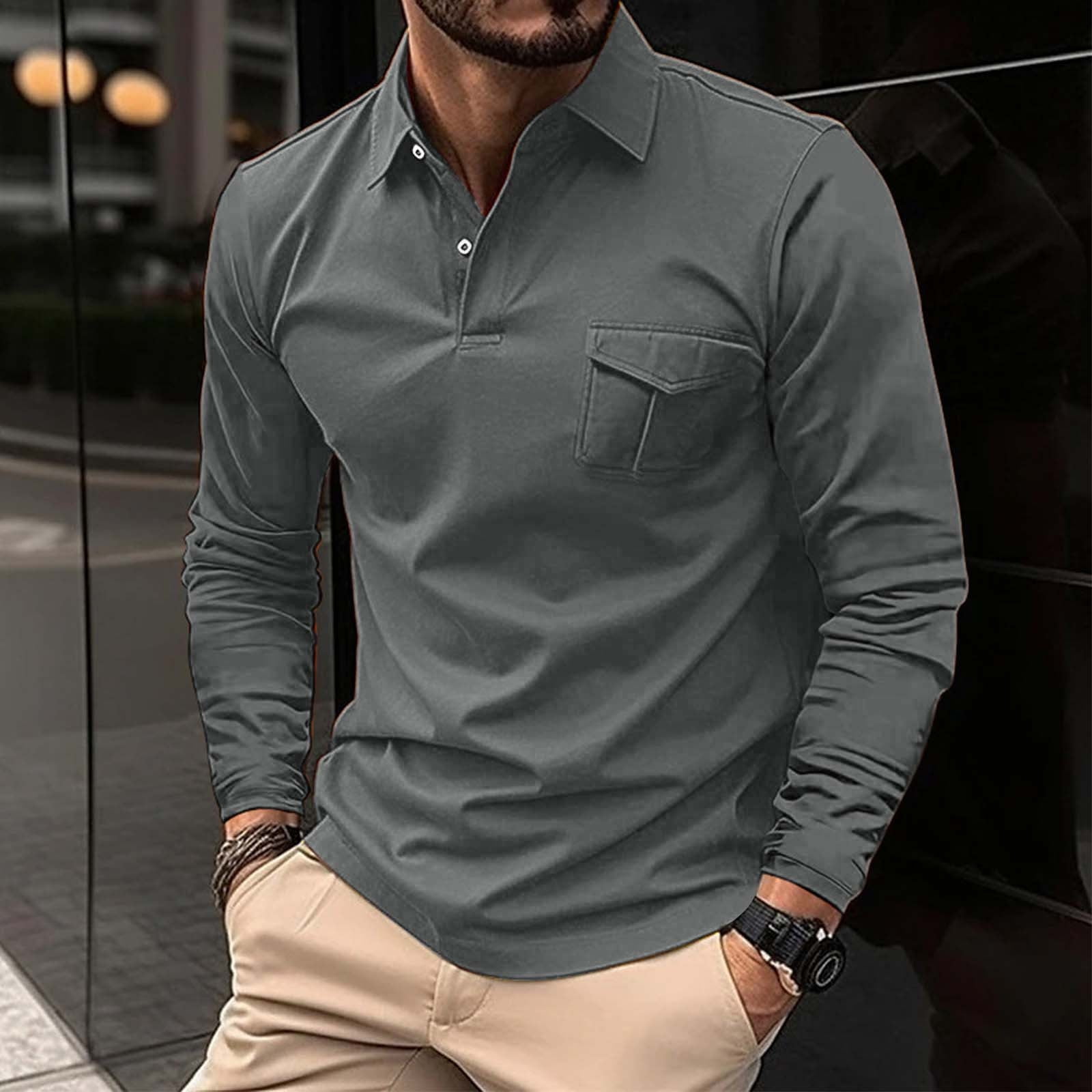 IDALL Polo Shirts for Men Long Sleeve Shirts for Men Golf Shirts for ...