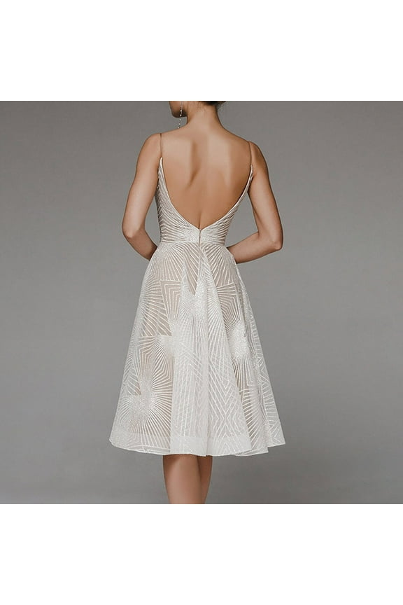 Prom Dresses,Formal Dresses Women's A Line Lace Appliques Long Wedding Dresses For Bride Chiffon Boho Bridal Gowns With Split Graduation Dress,Sexy Dresses,Petite Dresses Beige Dress L