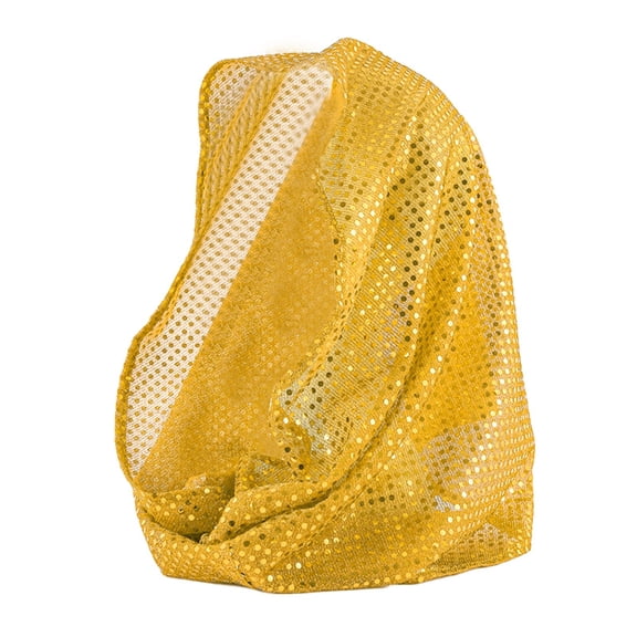 IDALL Rave Accessories for Women Sequin Scarfs for Women Sparkly Head Scarf Hooded Scarf Sequin Head Scarf Rave Head Scarf Rhinestone Glitter Scarf Yellow One Size