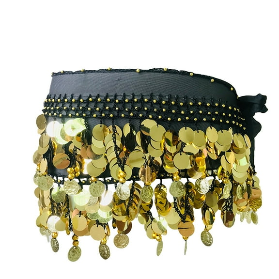IDALL Rave Skirt Belly Dance Skirt Rhinestone Skirt Fringe Skirt Dance Belt Belly Dancer Outfit Fringe Skirts for Women Gold One Size