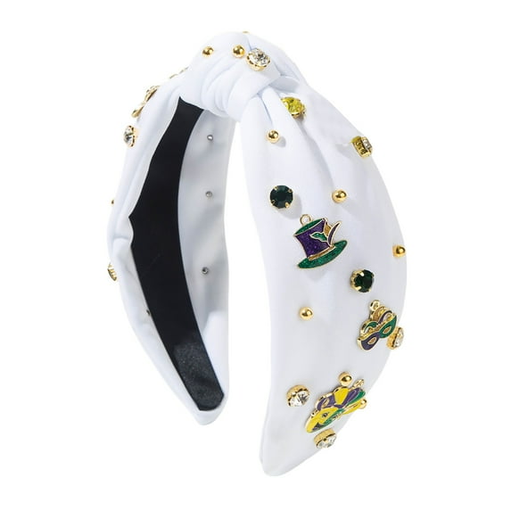 IDALL Rhinestone Headband Head Bands for Women's Hair Pearl Headbands for Women Flower Crowns for Women Holiday Headbands for Women Mardi Gras Head Piece for Women Christmas Crown Z2 White One Size