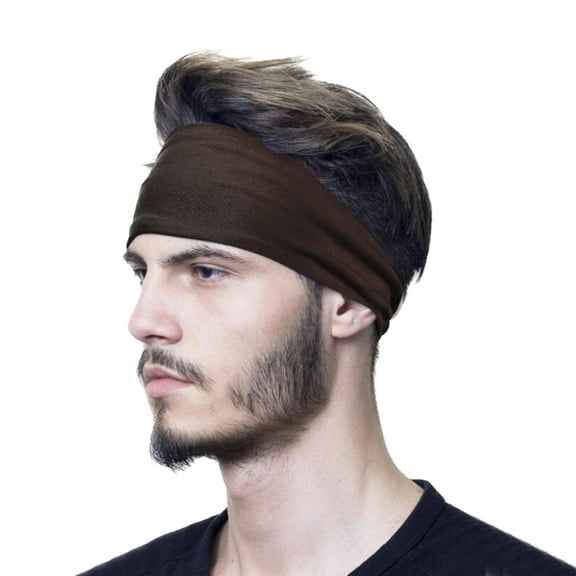 IDALL Running Headband Headbands for Women Men And Women Summer Fashion Outdoor Leisure Sports Elastic Solid Color Hairband Bandanas for Women Turban Coffee One Size