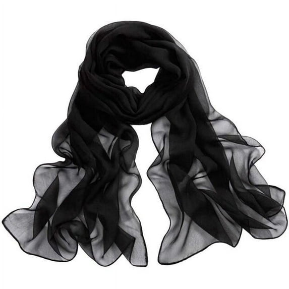 IDALL Scarf for Women,Silk Scarf Scarf Scarves Women Thin Beach Girls Chiffon Shawl Long Wrap Soft Lady Scarf Satin Scarf,Scarves for Women Lightweight Black