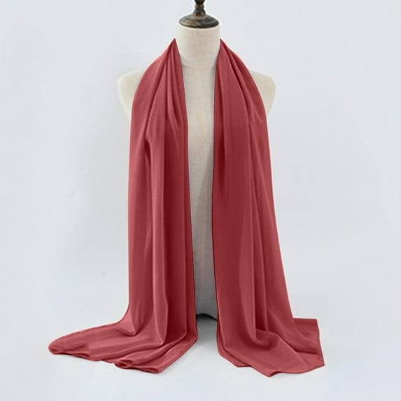 IDALL Scarf for Women,Head Scarf Women's Soft Solid Color Shawl Baotou Pearl Chiffon Shawl Muslim Hijab Hair Scarf,Silk Scarf AA