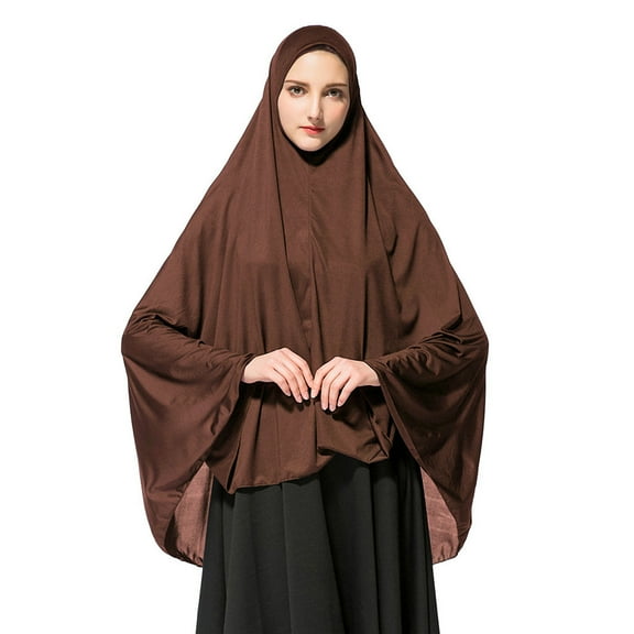 IDALL Scarf for Women,Scarves for Women Lightweight Women's Prayer Khimar Ready to Wear Long Hijab with Under Scarf Neck Scarf,Travel Scarf Coffee
