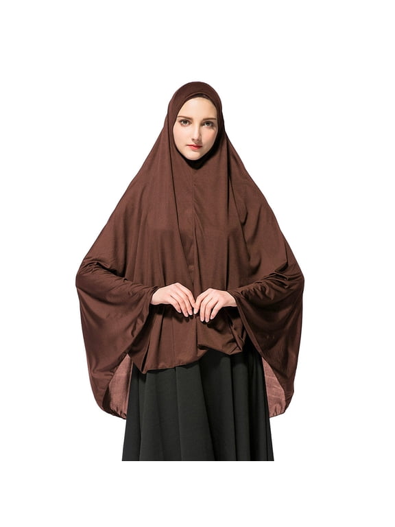 Scarf for Women,Scarves for Women Lightweight Women's Prayer Khimar Ready to Wear Long Hijab with Under Scarf Neck Scarf,Travel Scarf Coffee