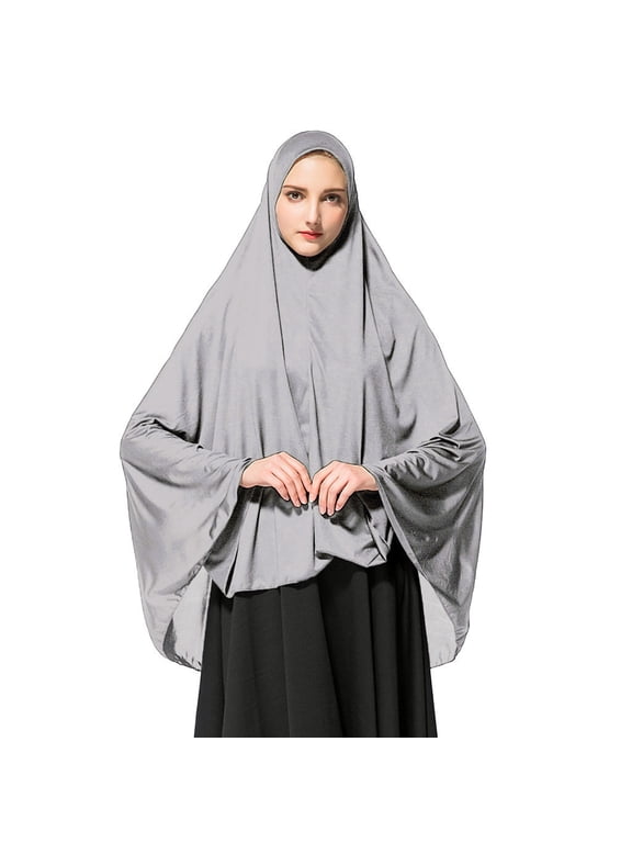 Scarf for Women,Scarves for Women Lightweight Women's Prayer Khimar Ready to Wear Long Hijab with Under Scarf Neck Scarf,Travel Scarf Gray