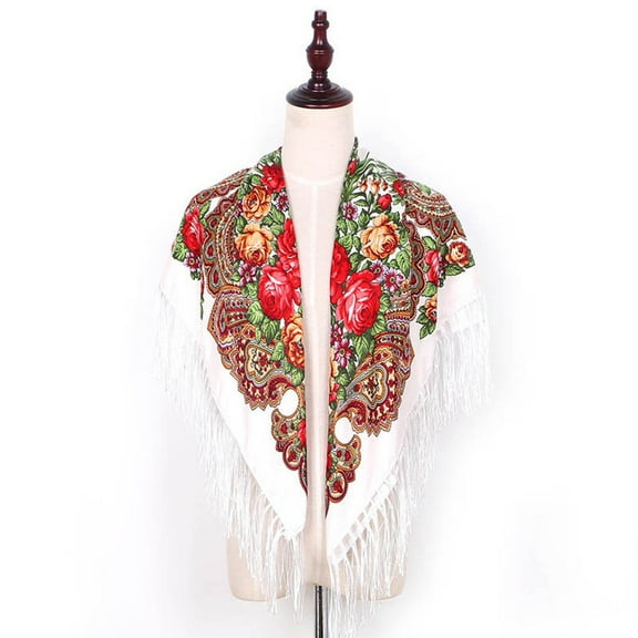 IDALL Scarf for Women,Shawl Women Lady Folk-Custom Print Tassel Square Scarf Wrap Shawl Travel Scarve Scarves for Women Lightweight,Neck Scarf A