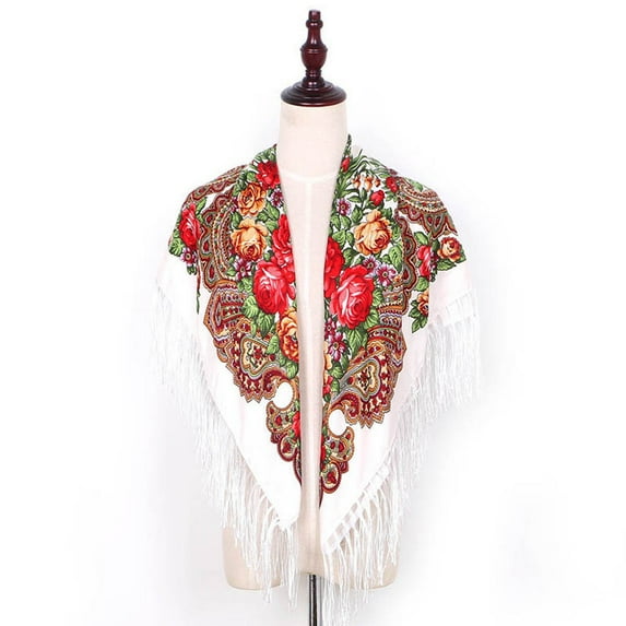 IDALL Scarf for Women,Shawl Women Lady Folk-Custom Print Tassel Square Scarf Wrap Shawl Travel Scarve Scarves for Women Lightweight,Neck Scarf A