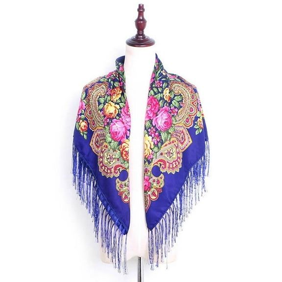 IDALL Scarf for Women,Shawl Women Lady Folk-Custom Print Tassel Square Scarf Wrap Shawl Travel Scarve Scarves for Women Lightweight,Neck Scarf C