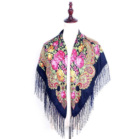 IDALL Scarf for Women,Shawl Women Lady Folk-Custom Print Tassel Square Scarf Wrap Shawl Travel Scarve Scarves for Women Lightweight,Neck Scarf D