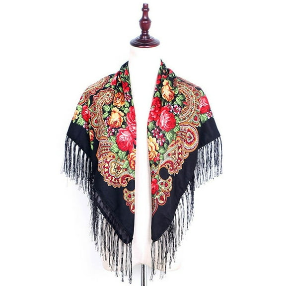 IDALL Scarf for Women,Shawl Women Lady Folk-Custom Print Tassel Square Scarf Wrap Shawl Travel Scarve Scarves for Women Lightweight,Neck Scarf F