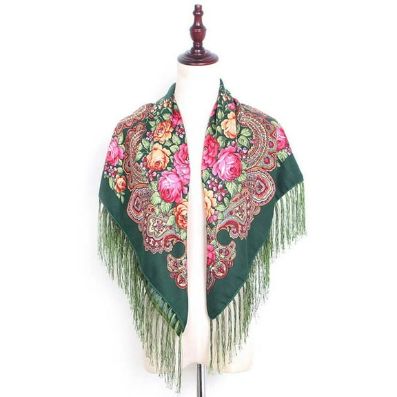 IDALL Scarf for Women,Shawl Women Lady Folk-Custom Print Tassel Square Scarf Wrap Shawl Travel Scarve Scarves for Women Lightweight,Neck Scarf J