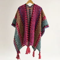 IDALL Scarf for Women,Shawl Wraps Women's Autumn And Winter New Thickened Knitted Tassel Retro Split Scarf Shawl Ponchos Hot Pink