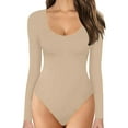 thumbnail image 1 of IDALL Shapewear Bodysuit One Piece Swimsuit Women Thong Shapewear Tummy Control Long Sleeve Bodysuit Body Suits Pijamas De Mujer Womens Loungewear Set Beige L, 1 of 4