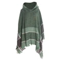 thumbnail image 1 of IDALL Shawl Wraps for Women,Ponchos Womens Autumn And Winter Warm Scarf Shawl Cotton Scarf Tassel Multi Color Plaid Shawl Multifunctional Belt Hat Women's Scarves & Wraps Green, 1 of 2