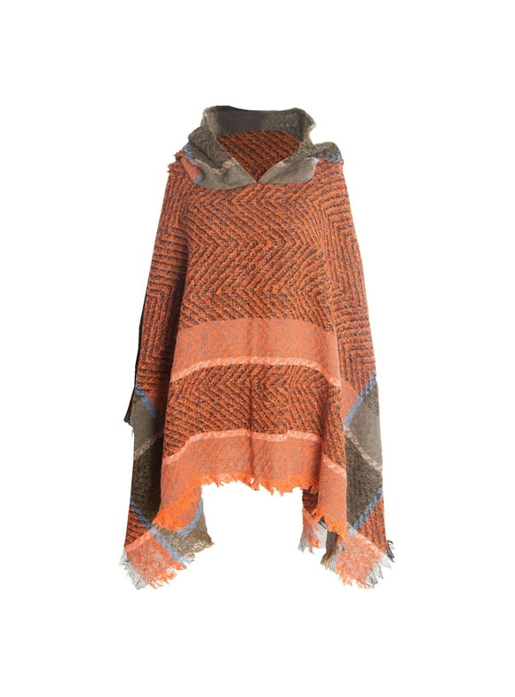 Shawl Wraps for Women,Ponchos Womens Autumn And Winter Warm Scarf Shawl Cotton Scarf Tassel Multi Color Plaid Shawl Multifunctional Belt Hat Women's Scarves & Wraps A