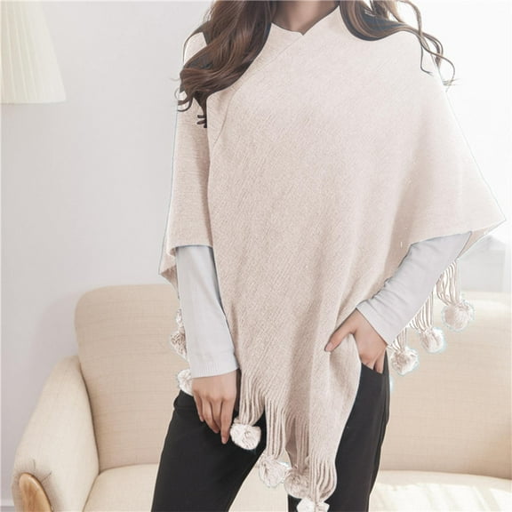 IDALL Shawl Wraps for Women Scarf for Women Fringe Horn Buckle Solid Color Irregular Double Fringe Cape Cape Warm And Thick Pashmina Wraps Ponchos for Women Beige One Size