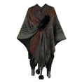 thumbnail image 1 of IDALL Shawl Wraps for Women Scarf for Women Ladies Contrast Color Ball Fringe Knit Shawl Jacket Women Cape Cardigan Pashmina Wraps Ponchos for Women Black One Size, 1 of 3