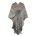 thumbnail image 1 of IDALL Shawl Wraps for Women Scarf for Women Ladies Contrast Color Ball Fringe Knit Shawl Jacket Women Cape Cardigan Pashmina Wraps Ponchos for Women Gray One Size, 1 of 3