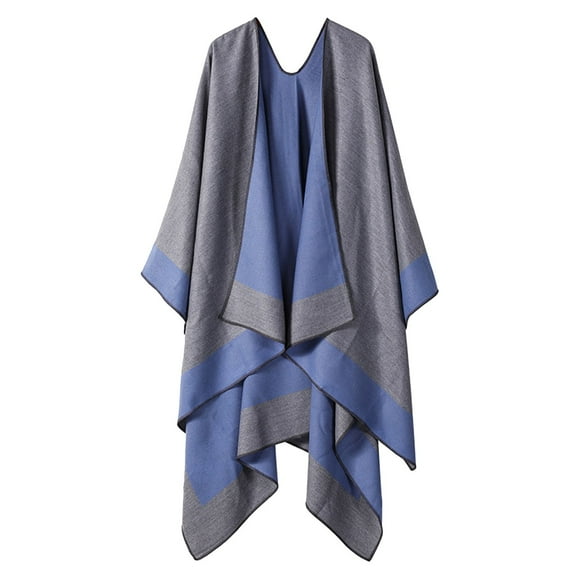 IDALL Shawl Wraps for Women Scarf for Women Womens Color Blocking Autumn Winter Windproof Warm Cloak Shawl Shawl Cardigan Shawl Pashmina Wraps Ponchos for Women Blue One Size