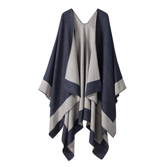 IDALL Shawl Wraps for Women Scarf for Women Womens Color Blocking Autumn Winter Windproof Warm Cloak Shawl Shawl Cardigan Shawl Pashmina Wraps Ponchos for Women Navy One Size