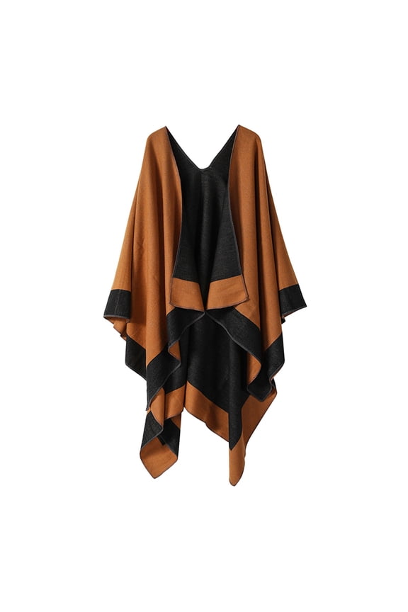 Shawl Wraps for Women Scarf for Women Womens Color Blocking Autumn Winter Windproof Warm Cloak Shawl Shawl Cardigan Shawl Pashmina Wraps Ponchos for Women Black One Size