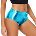 thumbnail image 1 of IDALL Shorts for Women Leather Shorts Short High Waisted Shorts Leather Metallic Solid Color High Gloss Women's Super Shorts Hot Pants Womens Shorts Casual Summer Shorts Blue L, 1 of 7