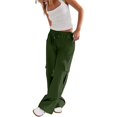 thumbnail image 1 of IDALL Shorts for Women Linen Shorts Womens Shorts Casual Womens Elastic Waist Pockets Straight Casual Pants Loose Cargo Long Trousers Cotton Shorts High Waisted Shorts Women Green M, 1 of 7