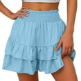 thumbnail image 1 of IDALL Shorts for Women Running Shorts Shorts For Women 2025 Summer High Waisted Ruffle Shorts Floral Pleated Hem Casual Pants Yoga Shorts Womens Shorts Casual Blue 1 L, 1 of 6