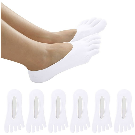 IDALL No Show Socks Womens Toe Socks 5Pairs Women Five Toes Ankle Liner Anti-skid Anti-friction Mesh Breathable Socks Cute Socks Lace Socks White One Size