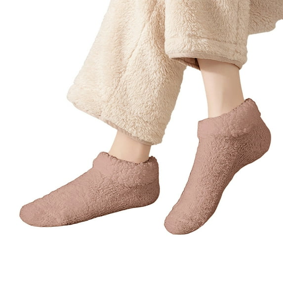IDALL Slipper Socks for Women with Grippers Non Slip, Sherpa Lined Slipper Socks Coffee One Size