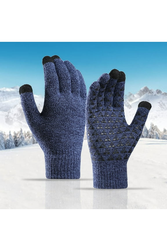 Snow Gloves,Ski Gloves Winter Upgraded Touch-Screen Anti-Slip Gloves Elastic Cuff Thermal Soft Knit Lining Gloves For Men Women Gloves for Cold Weather,Winter Gloves Blue
