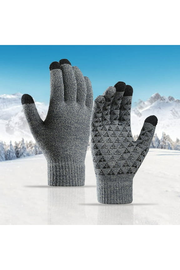 Snow Gloves,Ski Gloves Winter Upgraded Touch-Screen Anti-Slip Gloves Elastic Cuff Thermal Soft Knit Lining Gloves For Men Women Gloves for Cold Weather,Winter Gloves Grey
