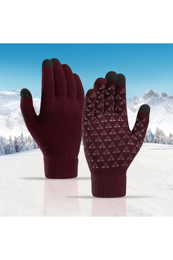 Snow Gloves,Ski Gloves Winter Upgraded Touch-Screen Anti-Slip Gloves Elastic Cuff Thermal Soft Knit Lining Gloves For Men Women Gloves for Cold Weather,Winter Gloves Red