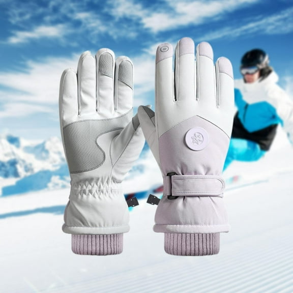IDALL Snow Gloves,Waterproof Gloves Winter Skiing Warm Gloves For Men Outdoor Cycling Non Slip Thickened Female Couple Screen Lamb Fleece Ski Gloves,Gloves for Cold Weather Purple
