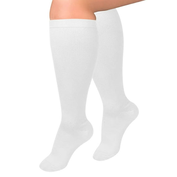 IDALL Socks for Women,Hiking Socks Plus Size Solid Color All Season Versatile And Comfortable Casual Sports Pressure Stockings Boot Socks,Scrunch Socks White L4