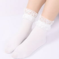 IDALL Crew Socks Lace Socks 1 Pairs Women Summer Soft Solid Lace Splice Socks Medium Stockings Socks No Show Socks Socks for Women White One Size