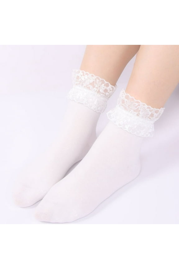 Crew Socks Lace Socks 1 Pairs Women Summer Soft Solid Lace Splice Socks Medium Stockings Socks No Show Socks Socks for Women White One Size