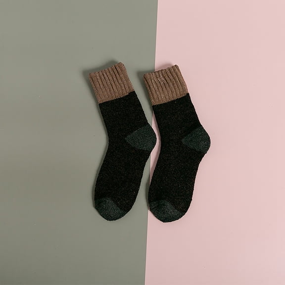 IDALL Socks for Women,Ankle Socks Women's Color Matching Multi Color Breathable Plush And Thick Insulation Socks Crew Socks,No Show Socks Coffee