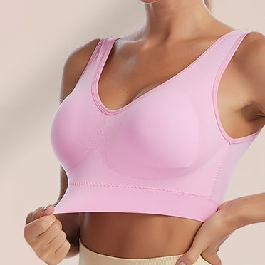 IDALL Sports Bras for Women High Support Tank Tops with Built in Bras Sports Bras for Women Bra with Removable Wireless Bras for Women Women's Lingerie, Sleep & Lounge Pink M