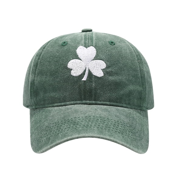IDALL St Patricks Day Hat, Shamrock Baseball Cap for Men & Women, Lucky Hat, Adjustable Fit, Irish Clover Accessories Blackish Green One Size