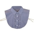 thumbnail image 1 of IDALL Striped Detachable Dickey Collar Blouse for Women, Lapel Fake Half Shirts Faux False Collar for Favors Blue One Size, 1 of 4