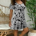 thumbnail image 1 of IDALL Summer Dresses,Casual Dresses Fashion Women Plus Size Casual Floral Print Short Sleeves O-Neck Short Dress Petite Dresses,Hawaiian Dresses,Modest Dresses Gray Dress L, 1 of 4