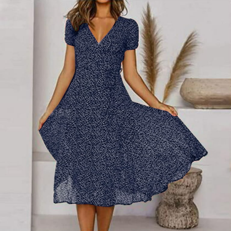 Casual Street Polka Dot Lace Up V Neck Cake Skirt Dresses Casual Street Polka Dot Lace Up V Neck Cake Skirt Dresses